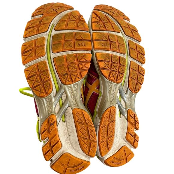 Asics Gel-Kayano 19 Dynamic Duomax Pink and Yellow Sneakers - Picture 5 of 6